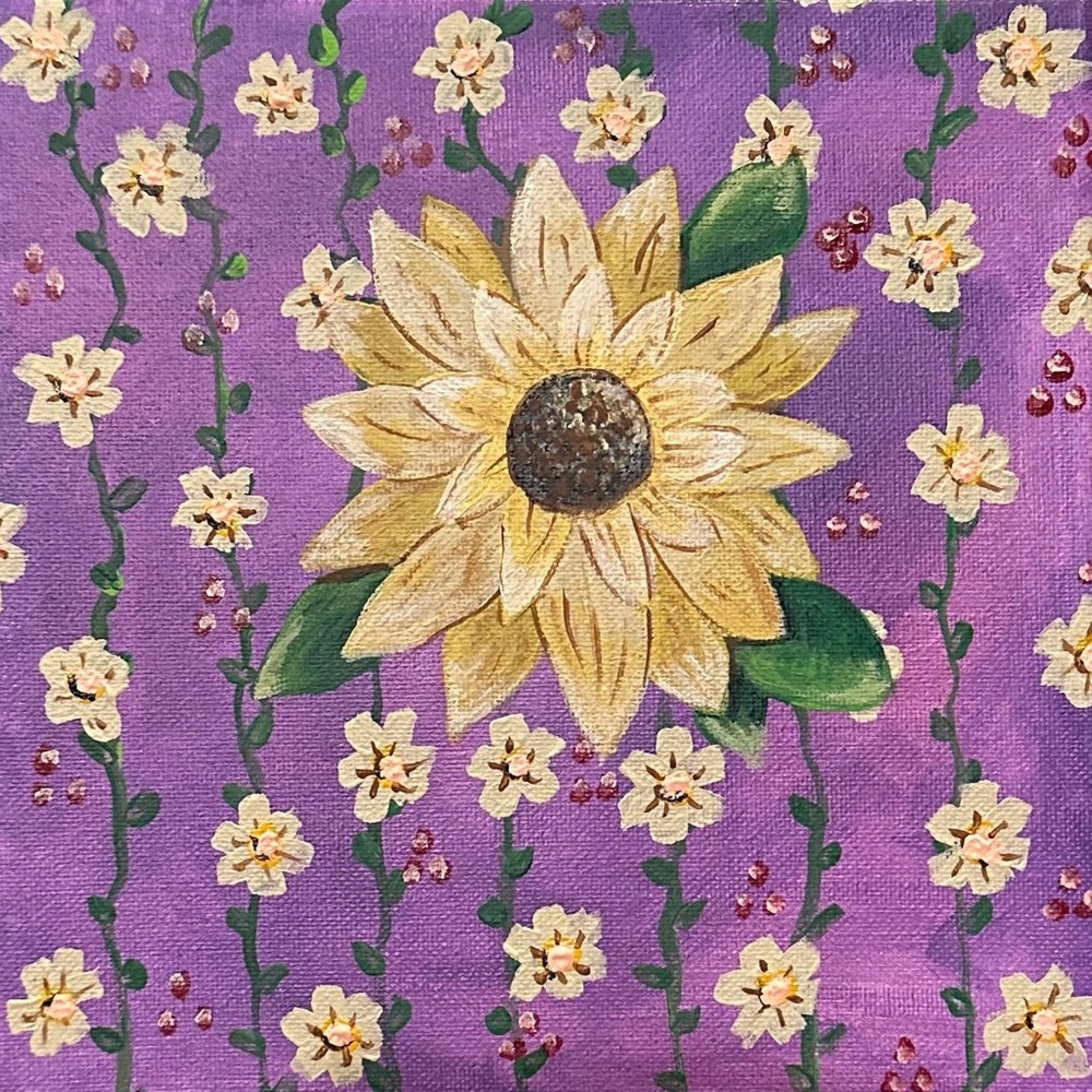 Sunflower Bliss Purple Canvas Art